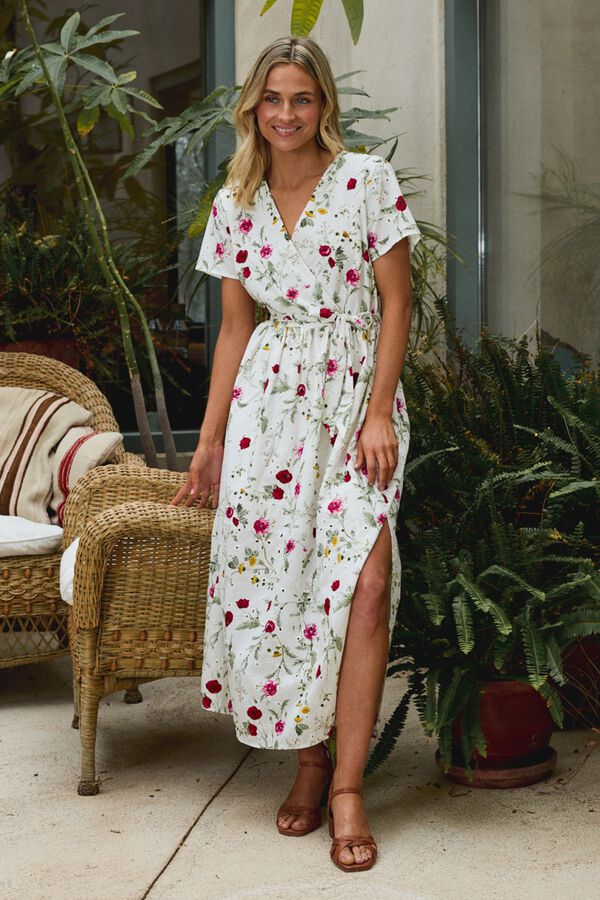 Pol&iacute;n Et Moi Vestido largo Bruna Estampado blanco