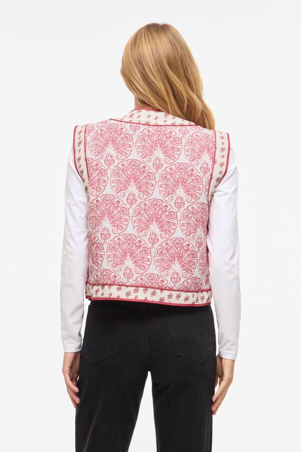 Vila Chaleco guateado estampado con lazos Rosa