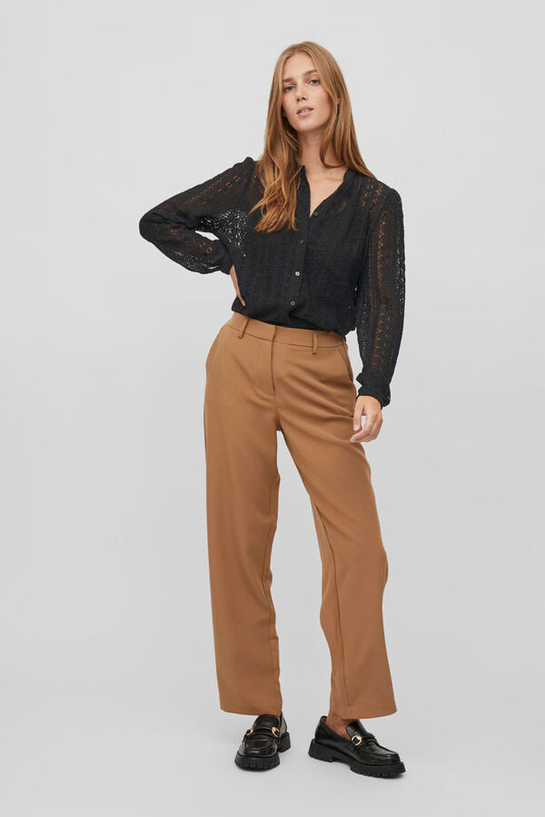 Vila Blusa de encaje con manga larga Negro