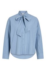 Vila Camisa de rayas con lazada al cuello Azul