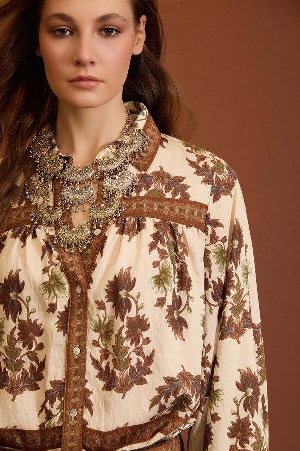 Meisie Blusa estampada con mangas abullonadas Estampado beige