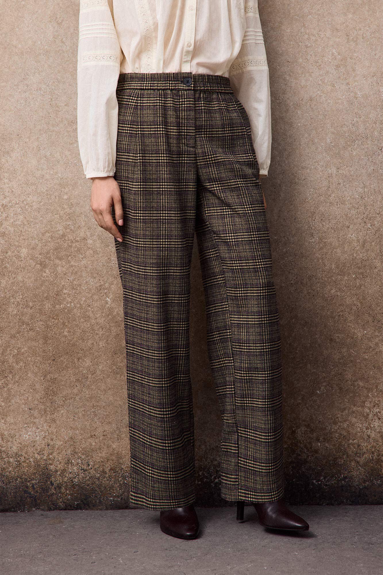Slowlove Pantal&oacute;n de cuadros