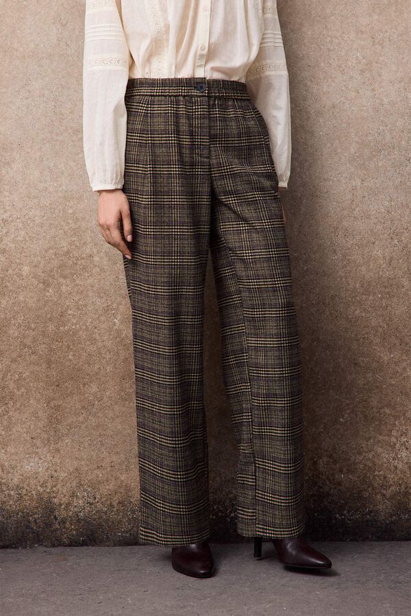 Slowlove Pantal&oacute;n de cuadros Estampado gris