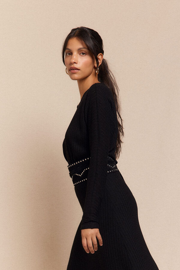 Slowlove Vestido estructura manga murciélago Negro