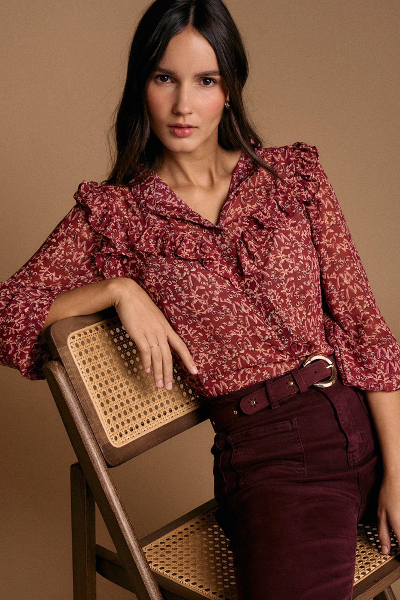 Pol&iacute;n Et Moi Camisa volantes estampado Lidia