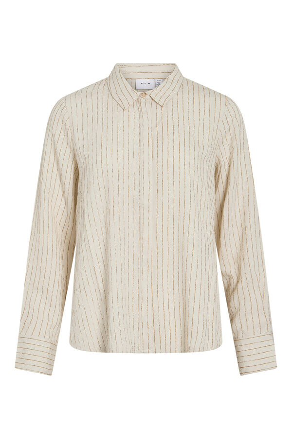 Vila Camisa de rayas con viscosa Beige
