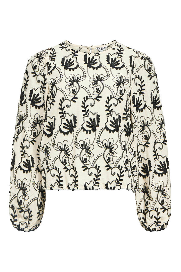 Object Blusa tejido bordado Estampado beige