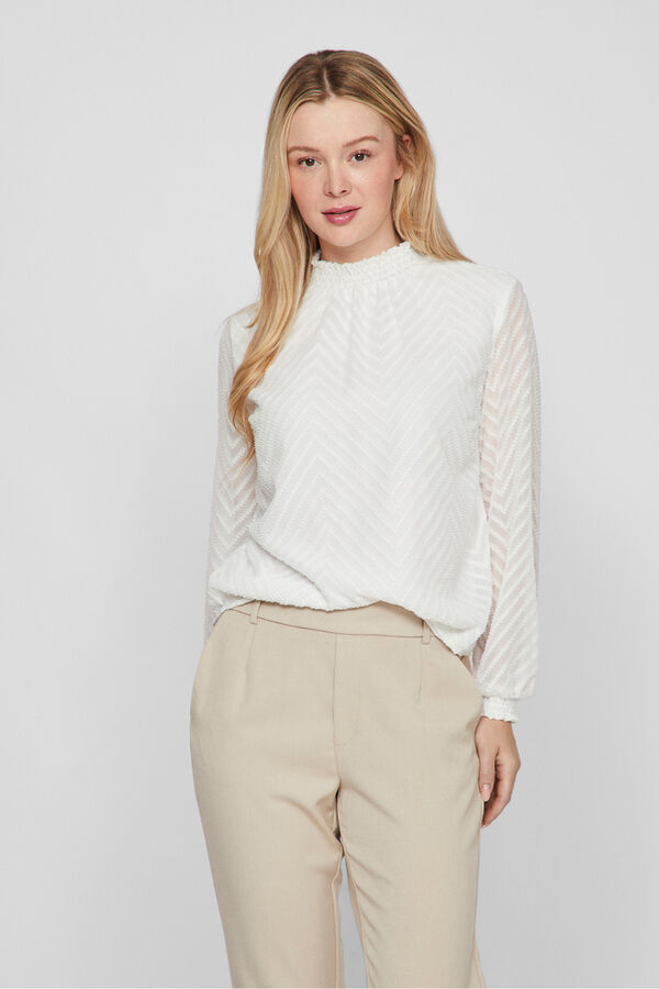 Vila Blusa de manga larga con cuello alto Blanco