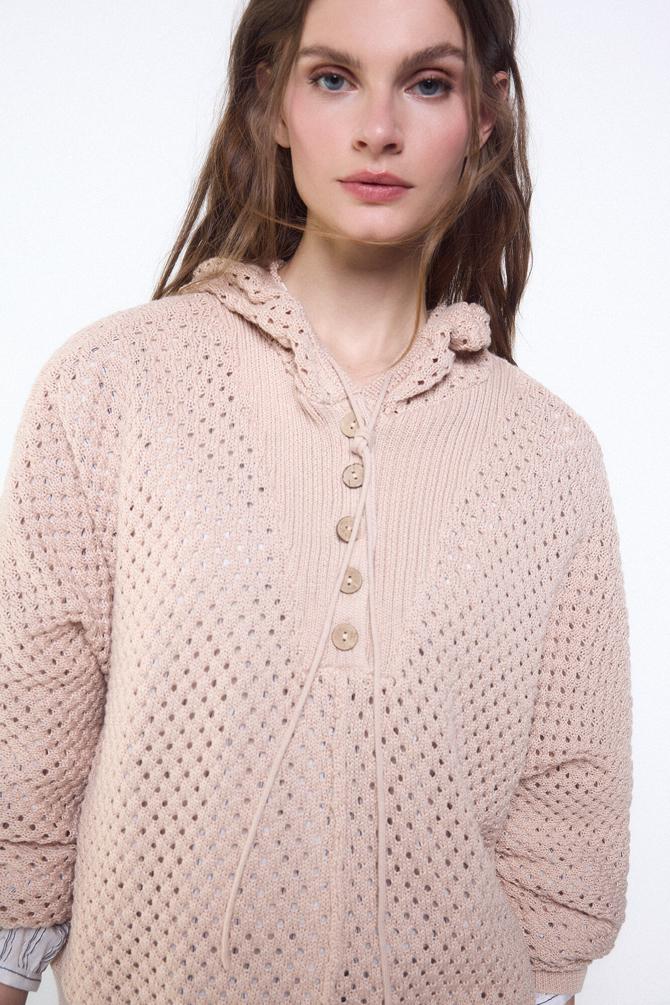 Slowlove Jersey calado capucha