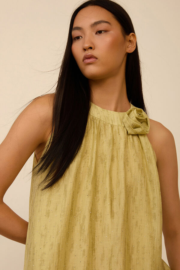 Meisie Vestido largo cuello halter Amarillo