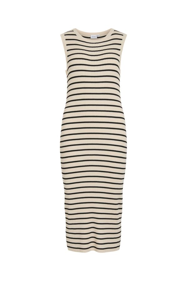 Vila Vestido midi de canal&eacute; sin mangas Beige