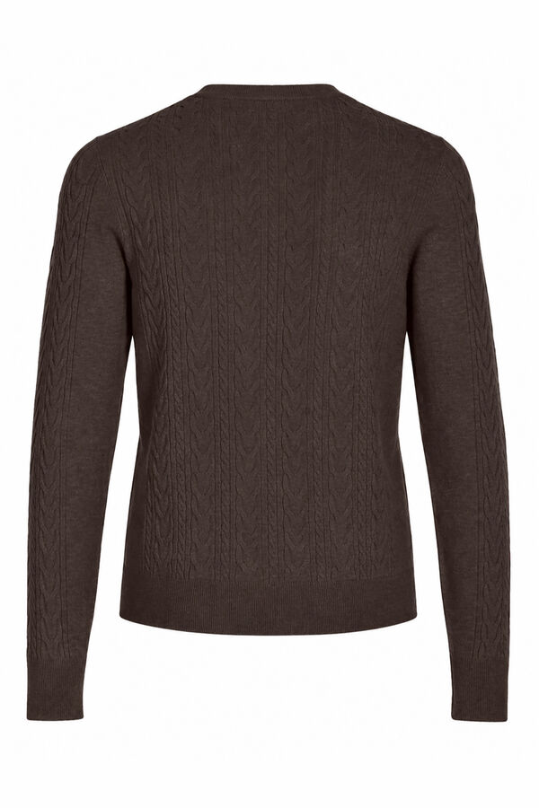 Vila Jersey de punto con detalle trenzado Marr&oacute;n oscuro