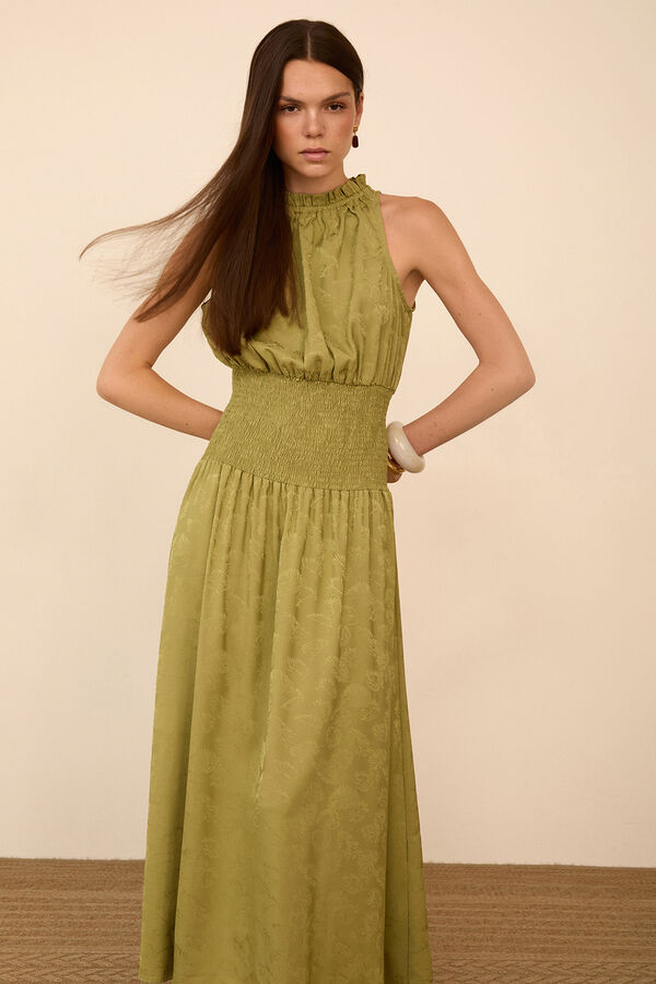 Meisie Vestido largo tejido jacquard Verde
