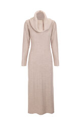 Slowlove Vestido punto cuello amplio Beige