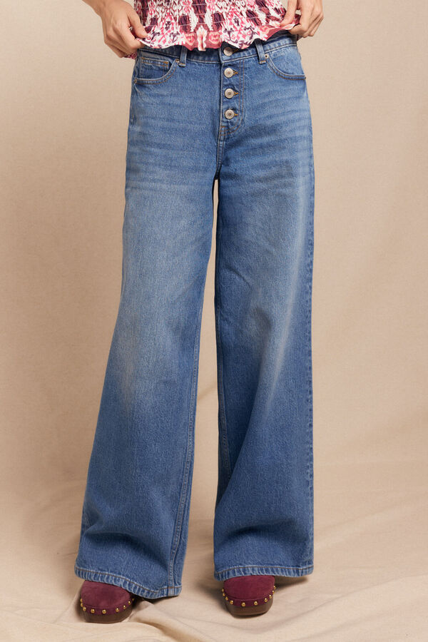 Slowlove Jeans wide buttons Azul