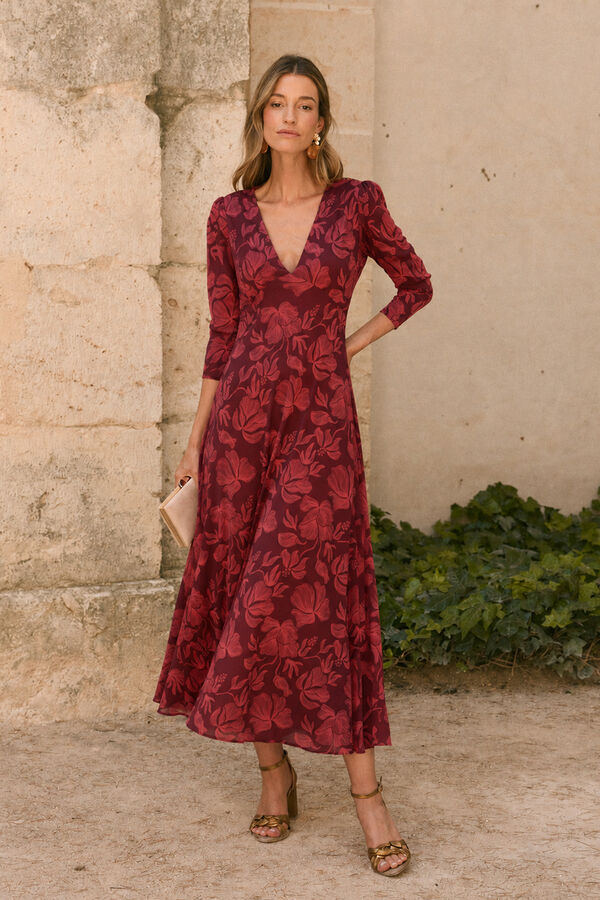 Pol&iacute;n Et Moi Vestido flores Nia Granate
