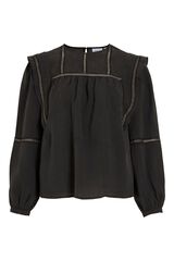 Vila Blusa volantes manga larga Negro