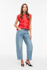 Vila Top sin mangas con bordados de algod&oacute;n Coral