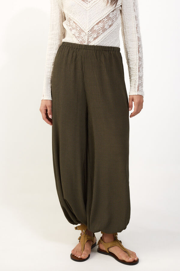 Slowlove Pantal&oacute;n bombacho cuadros Estampado verde