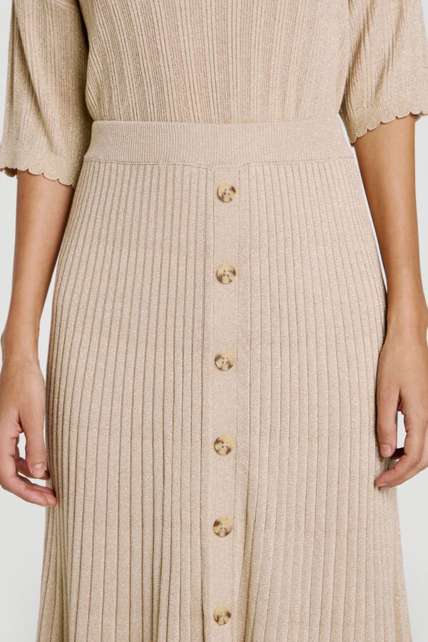 Vila Falda de punto canal&eacute; midi con l&uacute;rex Beige