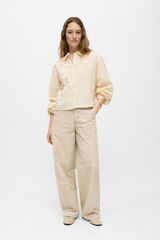 Object Camisa rayas bordados Beige