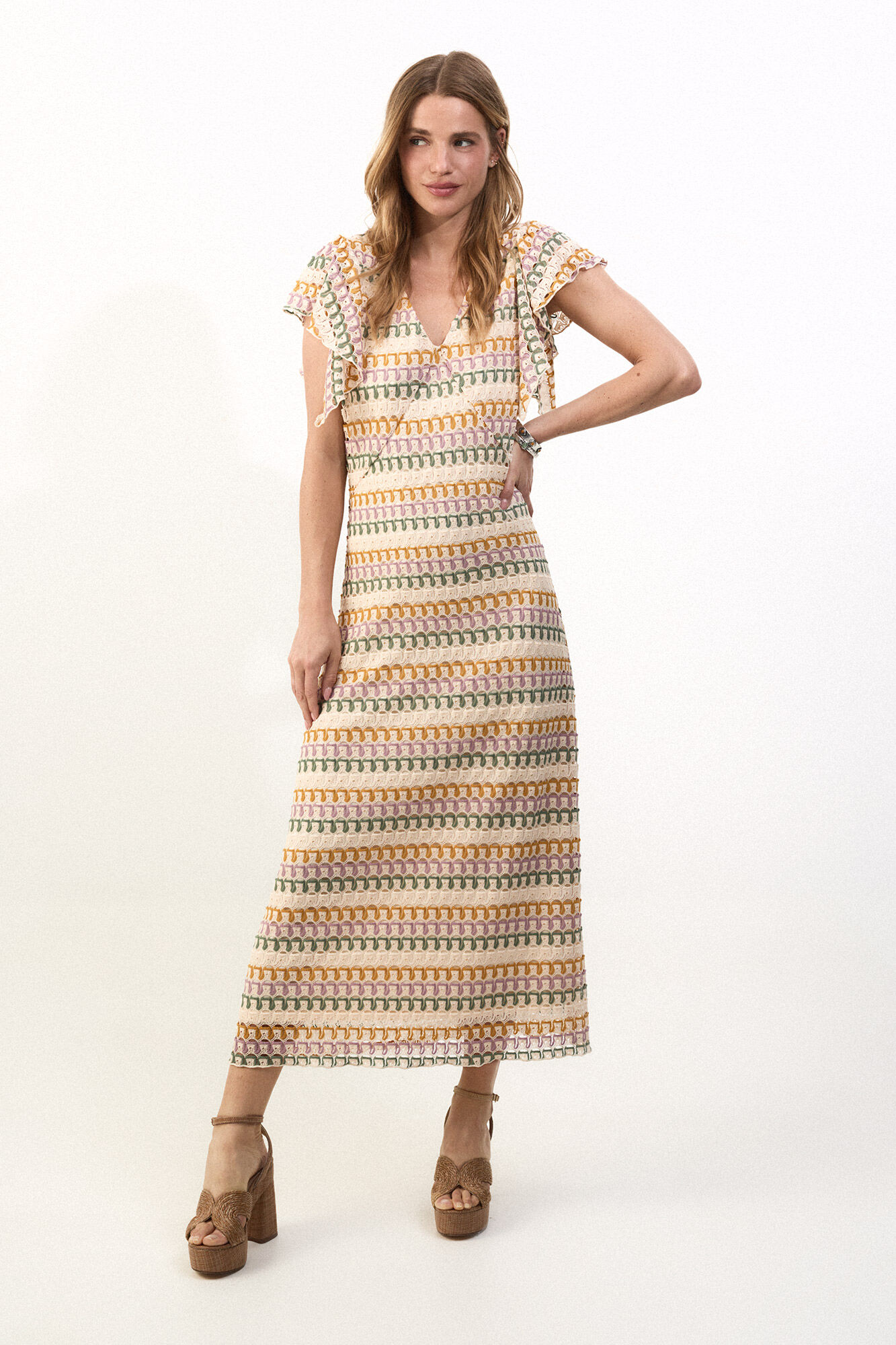 Cortefiel Vestido estructura multicolor Naranja