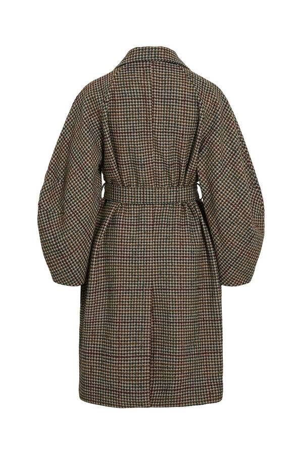 Vila Abrigo largo de lana con cuadros Marr&oacute;n