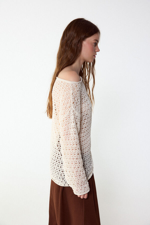 Slowlove Jersey punto calado Marfil