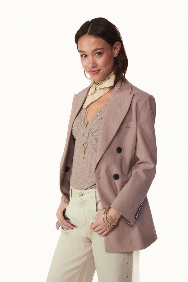 Slowlove Chaqueta americana cruzada Arena