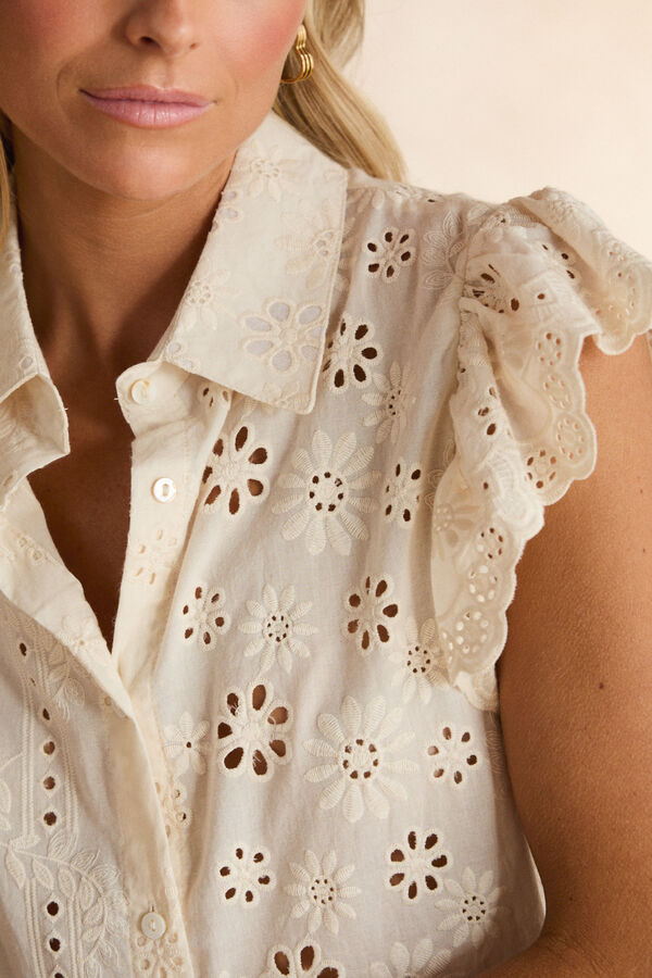 Pol&iacute;n Et Moi Camisa volantes Bibiana Beige