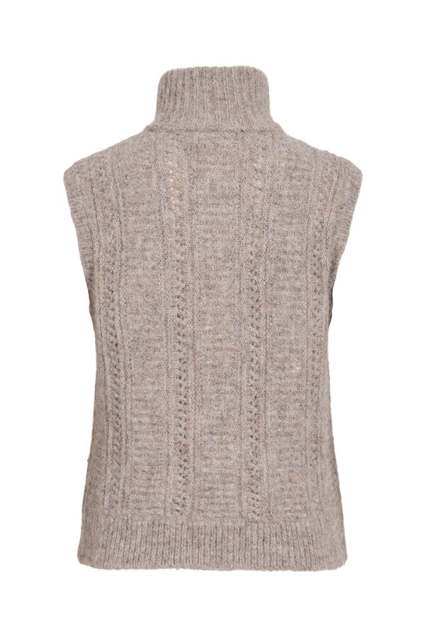Vila Chaleco punto cuello alto Beige