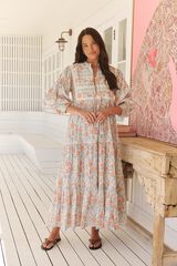Jaase Vestido maxi Kazzie Estampado blanco
