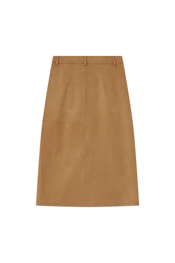 Grace & Mila Falda larga midi de ante sint&eacute;tico Beige