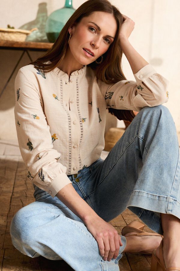 Pol&iacute;n Et Moi Camisa bordados Celia Beige