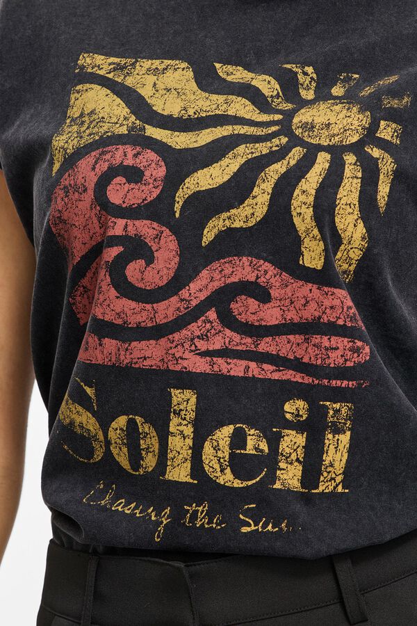Vila Camiseta vintage con estampado Negro