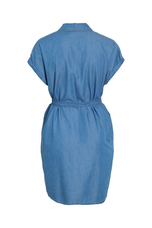 Vila Vestido corto camisero vaquero de Tencel Azul
