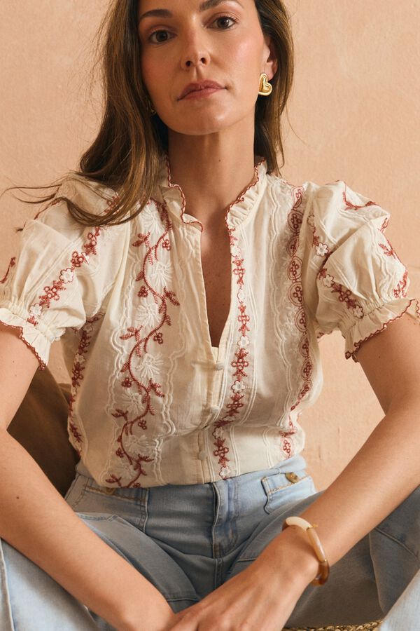 Pol&iacute;n Et Moi Blusa bordados Harper Estampado blanco