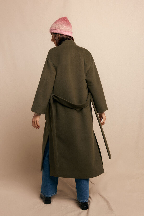 Slowlove Abrigo largo con doble botonadura Kaki