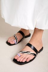 Bryan Stepwise Sandalia plana piel Negro