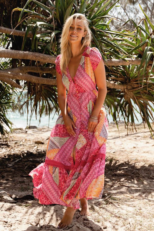 Jaase Vestido largo Carmen Fucsia
