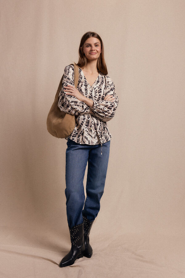 Slowlove Blusa estampada Marfil