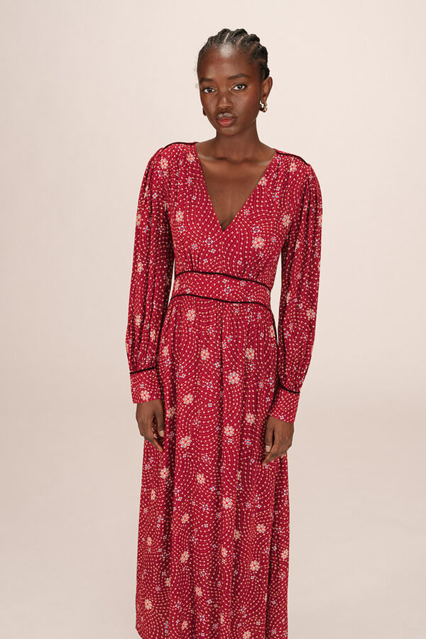 Grace & Mila Vestido largo con escote en pico Estampado rojo