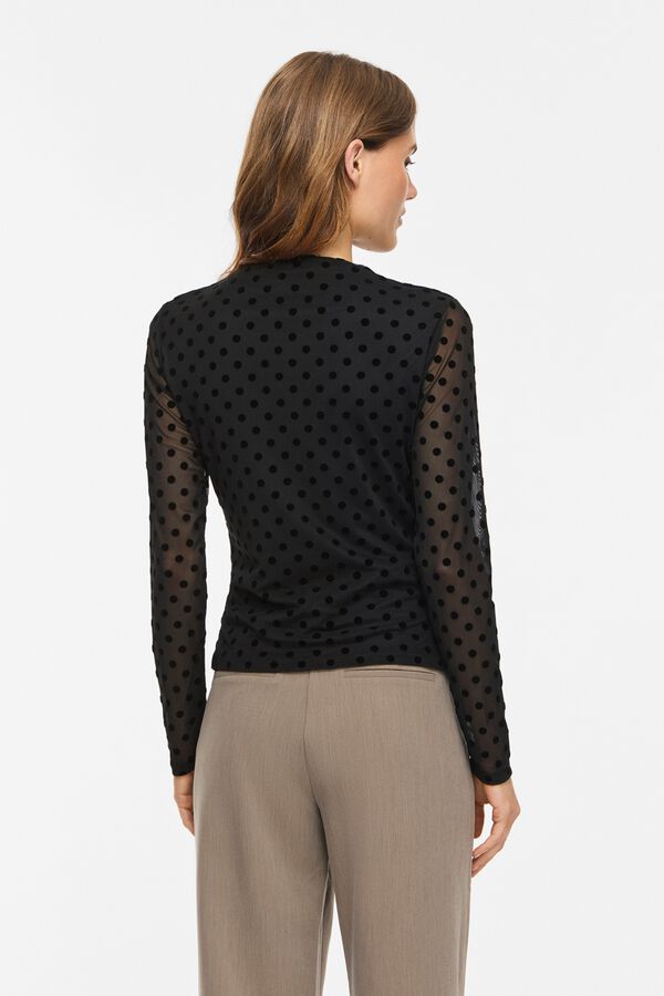 Vila Top cuello redondo manga larga Negro