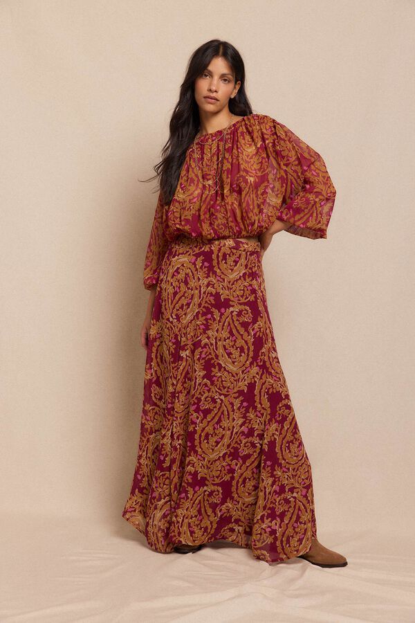 Slowlove Falda capa midi estampada Estampado rojo