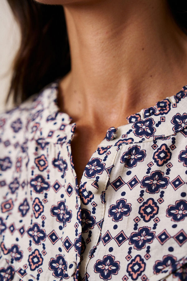 Pol&iacute;n Et Moi Camisa geom&eacute;trica Lila Estampado blanco