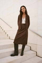 Vila Falda midi de ante Marr&oacute;n oscuro