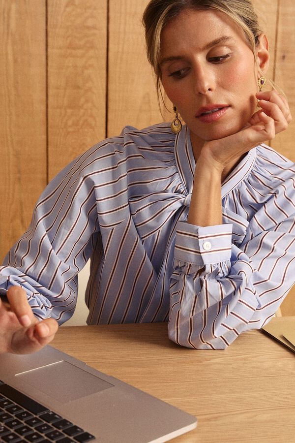Pol&iacute;n Et Moi Camisa lazada rayas Giomar Azul