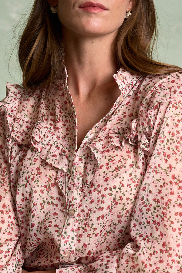 Polín Et Moi Camisa flores Minna Estampado granate