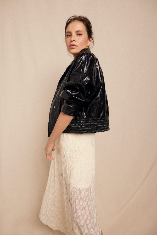 Slowlove Cazadora efecto piel brillo Negro