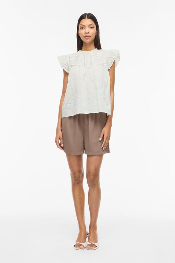 Vila Blusa de manga corta de algod&oacute;n org&aacute;nico Blanco